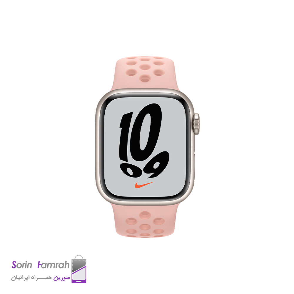 اپل واچ سری 7 مدل نایک 41mm بدنه آلومینیوم با بند سیلیکونی.